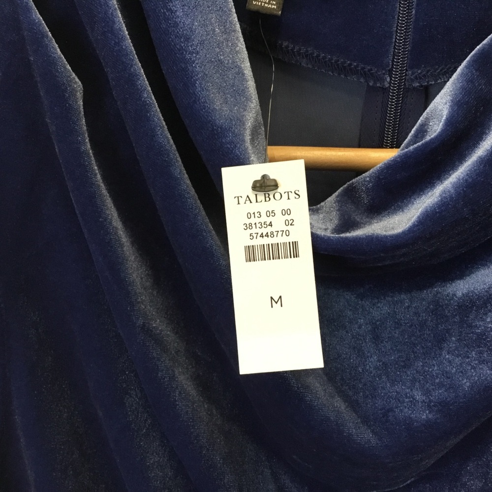 Talbots Velvet Sleeveless Cowl Neck Blouse Top Blue Evening Holiday Party Size M - Picture 5 of 8